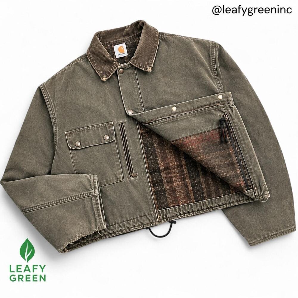 Carhartt Detroit MOS Trucker Jacket Blanket Lined Duck Canvas us sz M Crop Boxy